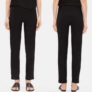 EILEEN FISHER black stretch washable crepe knit ankle pants elastic waist sz XL